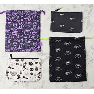 Halloween Ipsy Makeup Bags Drawsting Pouch Bundle 4 pc Spooky Collectables